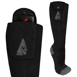 ActionHeat black battery heated socks with battery pack in side pocket