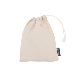 Beige cotton drawstring storage pouch by Snow Peak