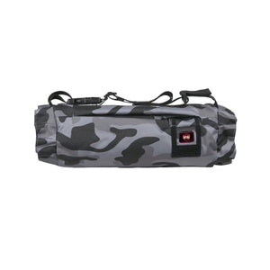 G-Tech grey camouflage heated hand warmer muff with adjustable strap