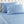 Shavel blue bed sheet set with white floral scroll pattern