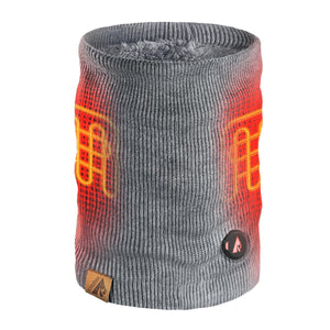 ActionHeat grey heated neck gaiter with internal heating elements and power button