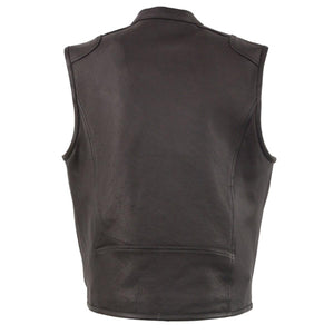 Milwaukee Leather Men's Zipper Front Leather Vest with Cool Technology