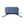 Bottom view of a blue backpack with black straps