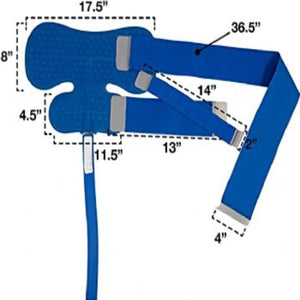 Polar Products blue therapy wrap with dimensions labeled in inches