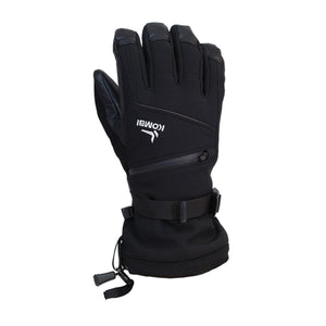 Black Kombi winter glove with leather palm and zippered pocket