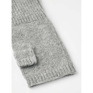 Grey knit fingerless glove with ribbed cuff