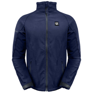 ActionHeat navy blue softshell heated jacket with front zipper and chest power button