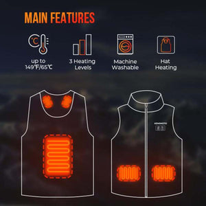 Kemimoto Men's Heated Vest with Heated Hood (Size L)
