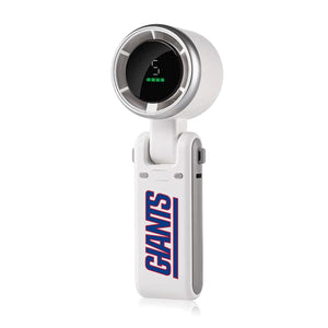 White handheld portable fan with digital display and New York Giants logo
