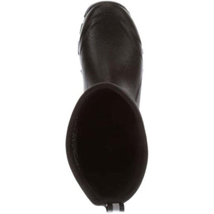 Top view of a black rubber boot
