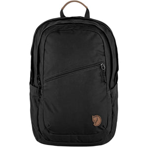 Black Fjallraven Raven 28 backpack with leather handle and logo patch