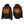 Radians black hooded heated jacket showing front and back heating elements