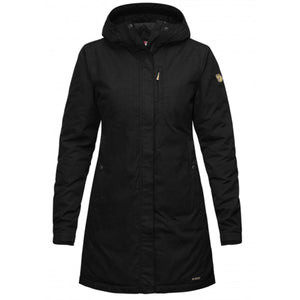 FjallRaven black hooded parka with zip closure and side pockets