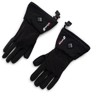 Pair of black Venture Heat heated gloves with power button on cuffs
