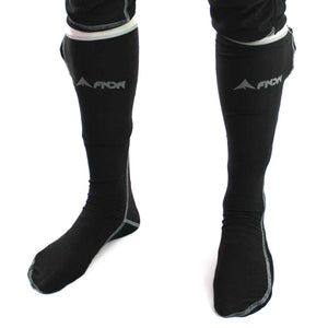 FNDN black compression socks with grey stitching worn on legs