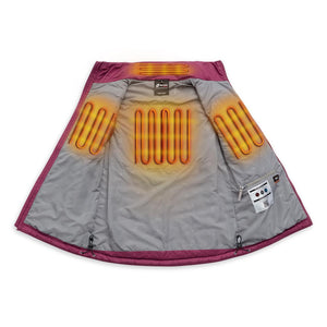 Interior view of Venture Heat jacket showing heating element zones in neck, chest, and back