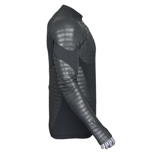 Seirus black long sleeve protective base layer shirt with padded shoulder and arm panels