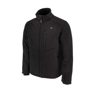 Radians black heated softshell jacket with front zipper and chest pocket