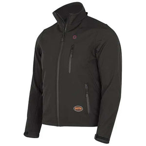 Pioneer black softshell heated jacket with front zipper and chest pocket