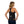 Woman wearing a black DonJoy BoldForm back brace over a black tank top