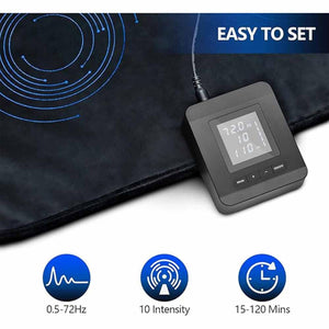 Digital control unit for PEMF therapy mat with settings for frequency intensity and timer