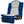 Blue and grey folding stadium seat with mesh pocket and Adventure logo patch