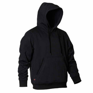 Mobile Warming black hooded sweatshirt with front kangaroo pocket and drawstring hood