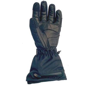 Volt Heat black leather and fabric gauntlet glove with zippered battery pocket