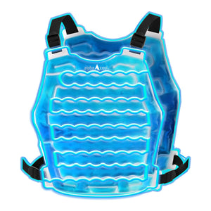 AlphaCool blue gel cooling vest with adjustable black straps
