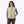 Woman wearing a beige Mobile Warming fleece vest over a blue long sleeve shirt
