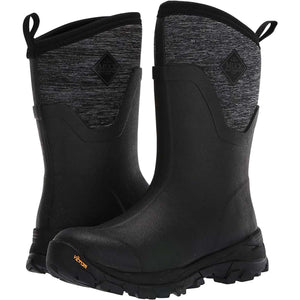 Black Muck mid-calf boots with grey heathered upper panels and Vibram outsoles