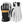 Hestra black and white leather ski gloves with tan accent stripes
