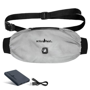 ActionHeat grey waist warmer with power bank and USB cable