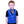 Child wearing a blue weighted compression vest with a comic book print neck scarf