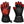 Pair of black heated gloves with red heating elements visible on fingers and back of hand