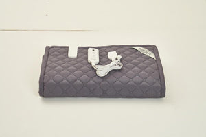 Shield Life quilted grey heating pad with white controller and power cord