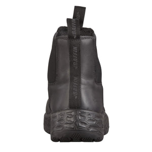 Rear view of black Baffin slip on boot with pull tabs