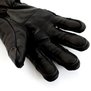Glovii black leather glove with textured fingertip panels