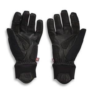 Therm-ic black leather and fabric gloves with ribbed cuffs
