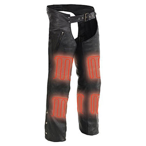 Milwaukee Leather Men's Leather Chaps with Zippered Thigh Pockets & Heated Technology