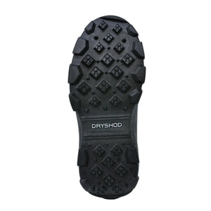 Black Dryshod boot outsole with deep tread pattern