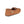 Cloud Nine Sheepskin tan suede moccasin slipper with side lacing and ROS Fuzzies brand tag