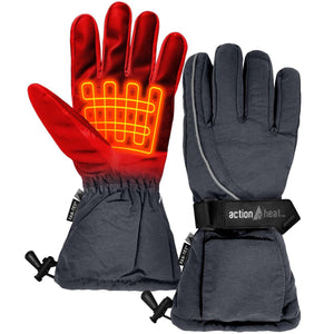 ActionHeat battery heated gloves in black with red heating element graphic