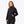 Woman wearing a black zip up softshell jacket with a hood