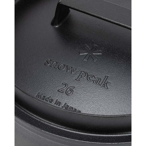 Snow Peak cast iron lid with embossed logo and Made in Japan text