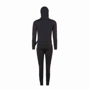 CompCooler black full body liquid cooling suit with hood back view
