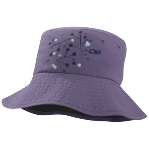 Outdoor Research purple bucket hat with abstract branch and dot print