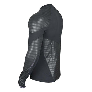 Seirus black long sleeve base layer shirt with textured panels on shoulder and arm