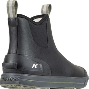 Korkers black waterproof slip on boot with grey pull tabs and K logo