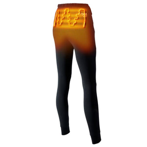 Back view of black Gobi Heat heated leggings showing internal heating element grid on the upper portion